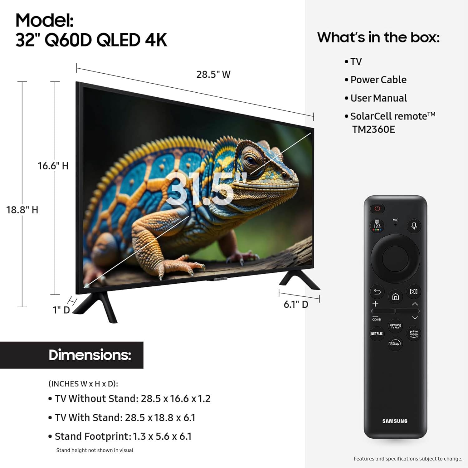 SAMSUNG 32-Inch Class QLED 4K Q60D Series Quantum HDR Smart TV w/Object Tracking Sound Lite, Motion Xcelerator, Slim Design, Gaming Hub, Alexa Built-in (QN32Q60D, 2024 Model) · v9