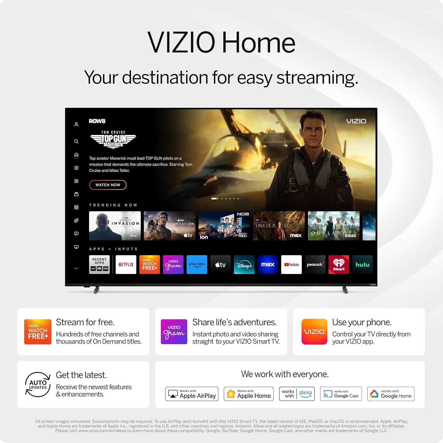 VIZIO 43-inch 4K UHD LED Smart TV w/Dolby Vision HDR, WiFi 6, Bluetooth Headphone Capable, Apple AirPlay, Google Cast Built-in (V4K43M-08, New) · v3
