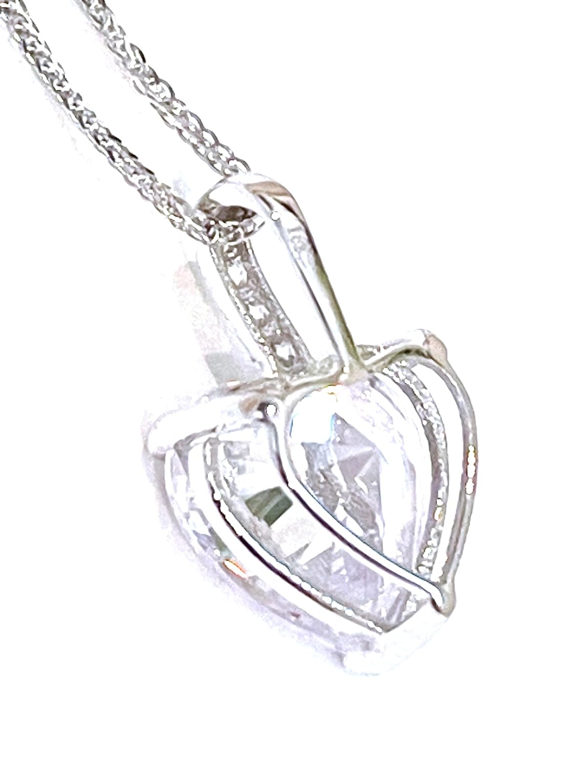 1.75 ct Designer SOLID 18K Gold Diamond Heart Pendant Necklace HANDMADE Jewellery for women Christmas Day Heart Diamond Necklace 18kt WHITE Gold Jewelry 8mm Heart Shaped Diamond Solitaire Necklace · v2