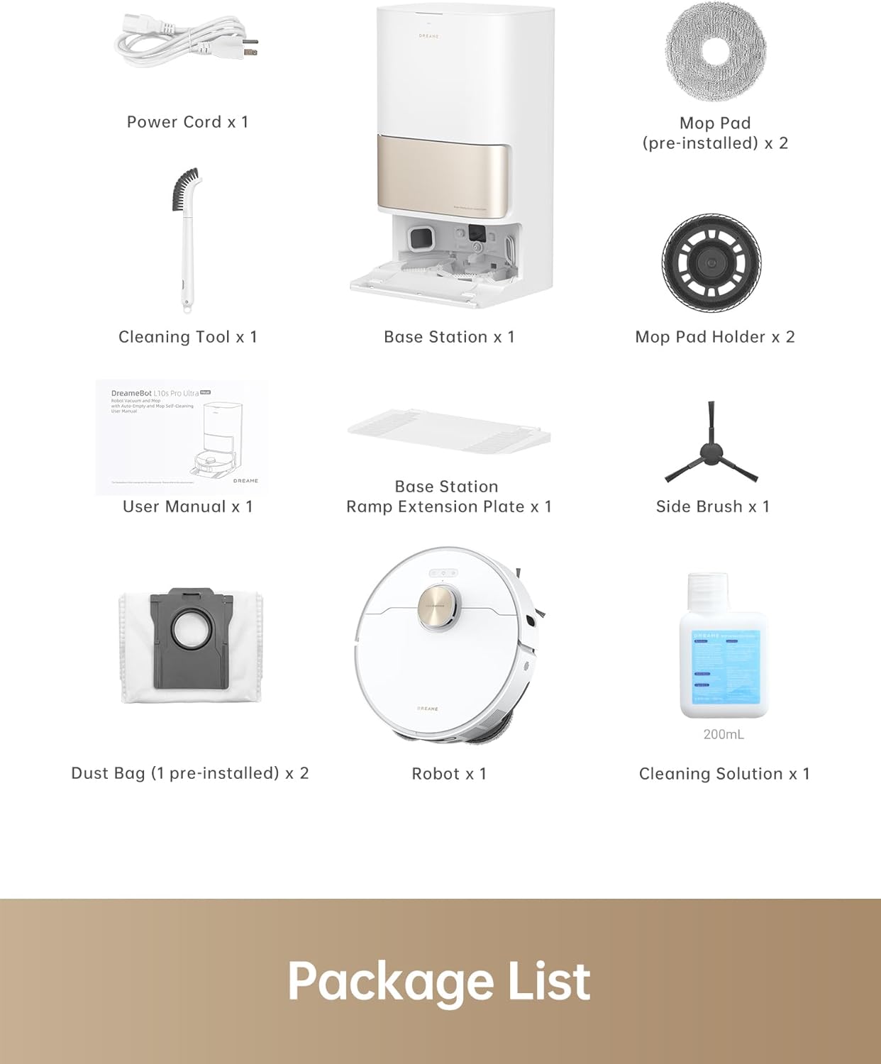 dreame L10s Pro Ultra Heat robotstofzuiger en dweilcombinatie, dweilverlenging, 7000 Pa zuigkracht, automatische robotverzorging en -onderhoud, zelfreinigend heetwaterdweil van 136 °C, vermijding van obstakels, ideaal voor haar, tapijten
