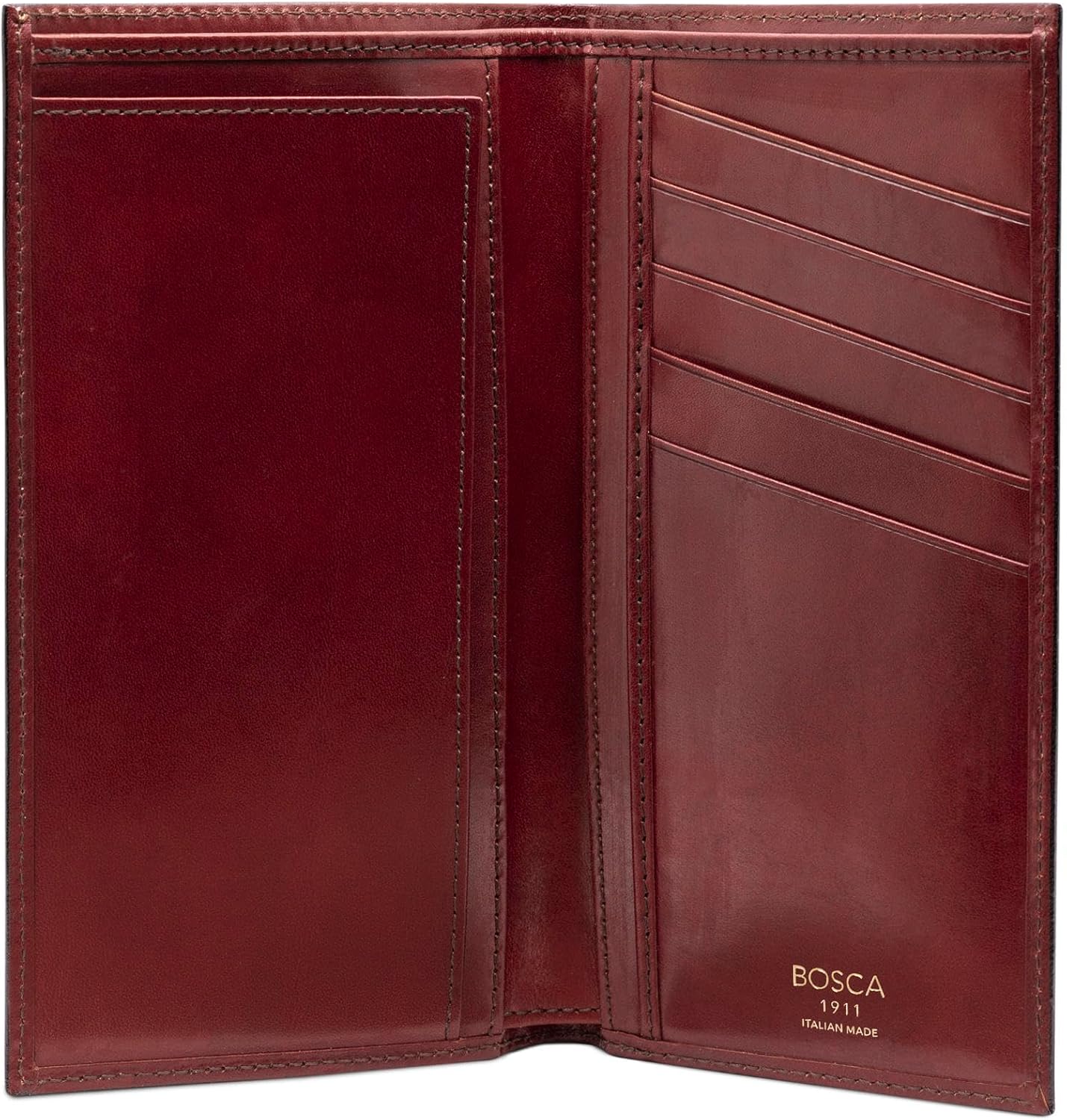 Bosca Mens Italian Leather Coat Pocket Wallet - Hand-Stitched Bifold with 6 Card Slots and Currency Well Italia Breast Pocket Wallet For Men. Gift-Packaged - Dark Brown