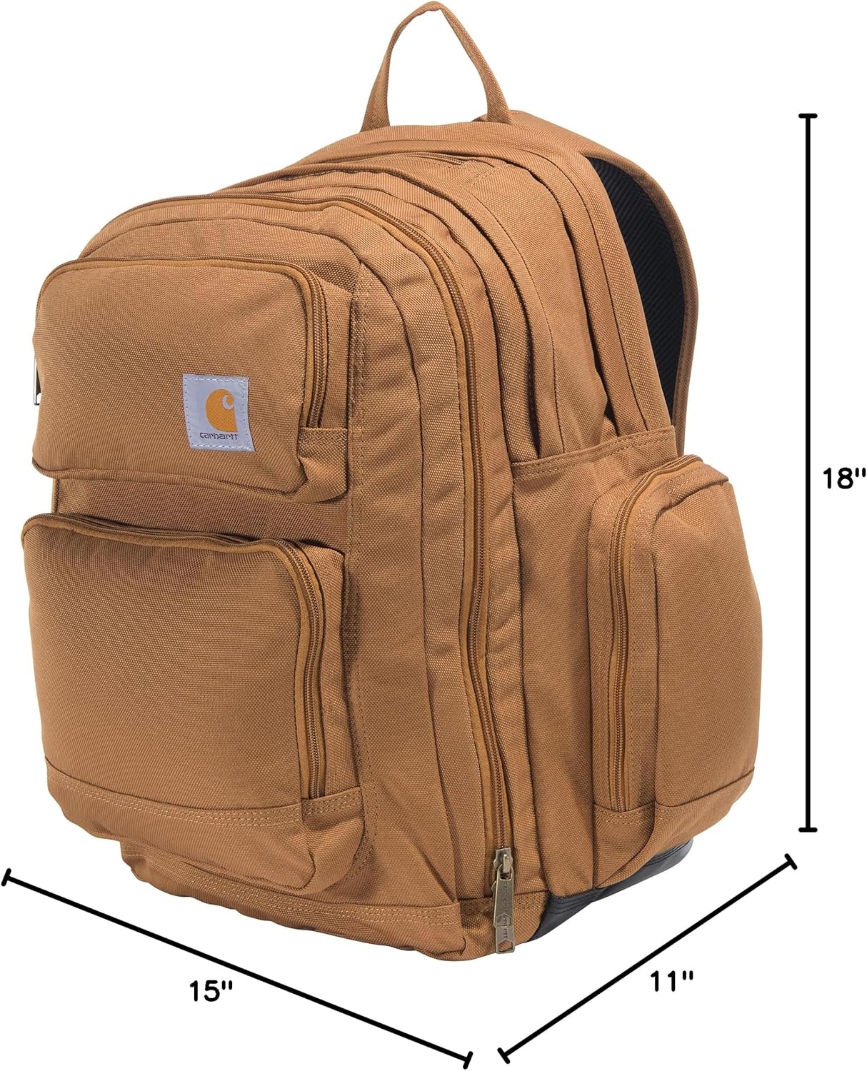Carhartt 35-Liter-Rucksack, robuster Rucksack mit Laptophülle und abriebfester Duravax-Unterseite, mit drei Fächern für den täglichen Gebrauch, Braun, Einheitsgröße