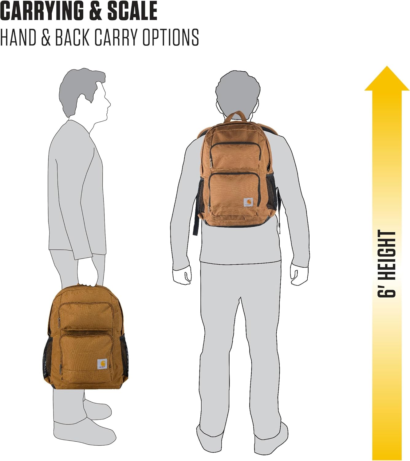 Zaino Carhartt a scomparto singolo e durevole con custodia per laptop e base resistente all'abrasione Duravax, zaino classico da 27 litri (nero), taglia unica