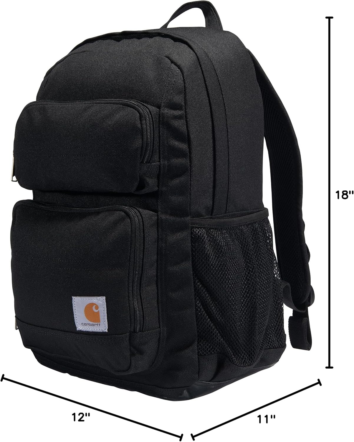 Zaino Carhartt a scomparto singolo e durevole con custodia per laptop e base resistente all'abrasione Duravax, zaino classico da 27 litri (nero), taglia unica