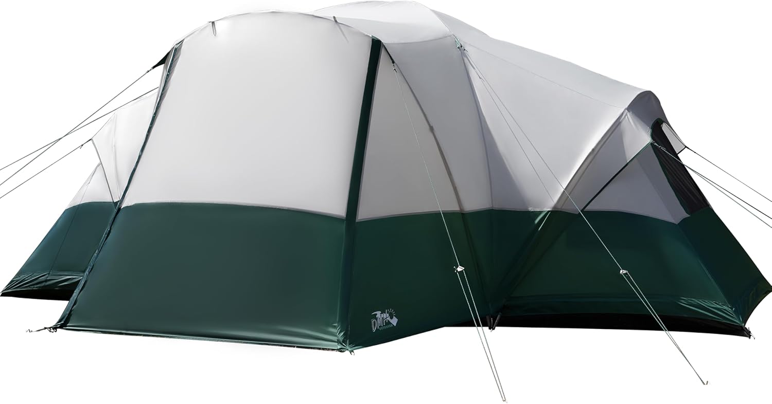 Campingzelt für 8/10/11 Personen mit Veranda, Familienzelte zum Campen, Großes Kuppeltunnelzelt inklusive Regenfliege, einfach aufzustellende große Zelte für Outdoor-Camping, reflektierendes winddichtes Seil, großer Vestibül