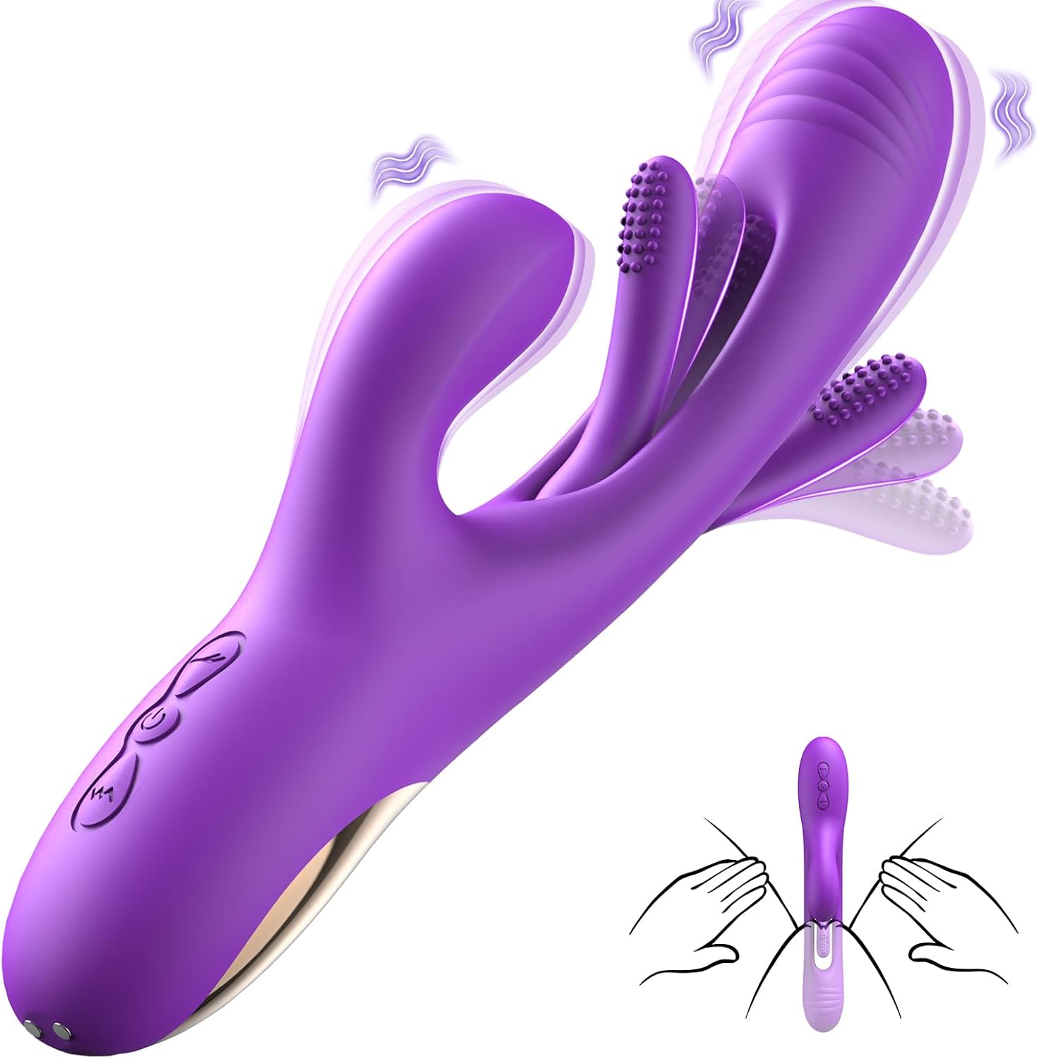Wibrator Dildo Rabbit Sex Toys -LOVENOTE G Spot Wibrator Masażer dla kobiet Stymulacja sutków łechtaczki, zabawki erotyczne 3 w 1 z 14 wibracjami 7 lizania języka, zabawki erotyczne dla dorosłych, Aurieel