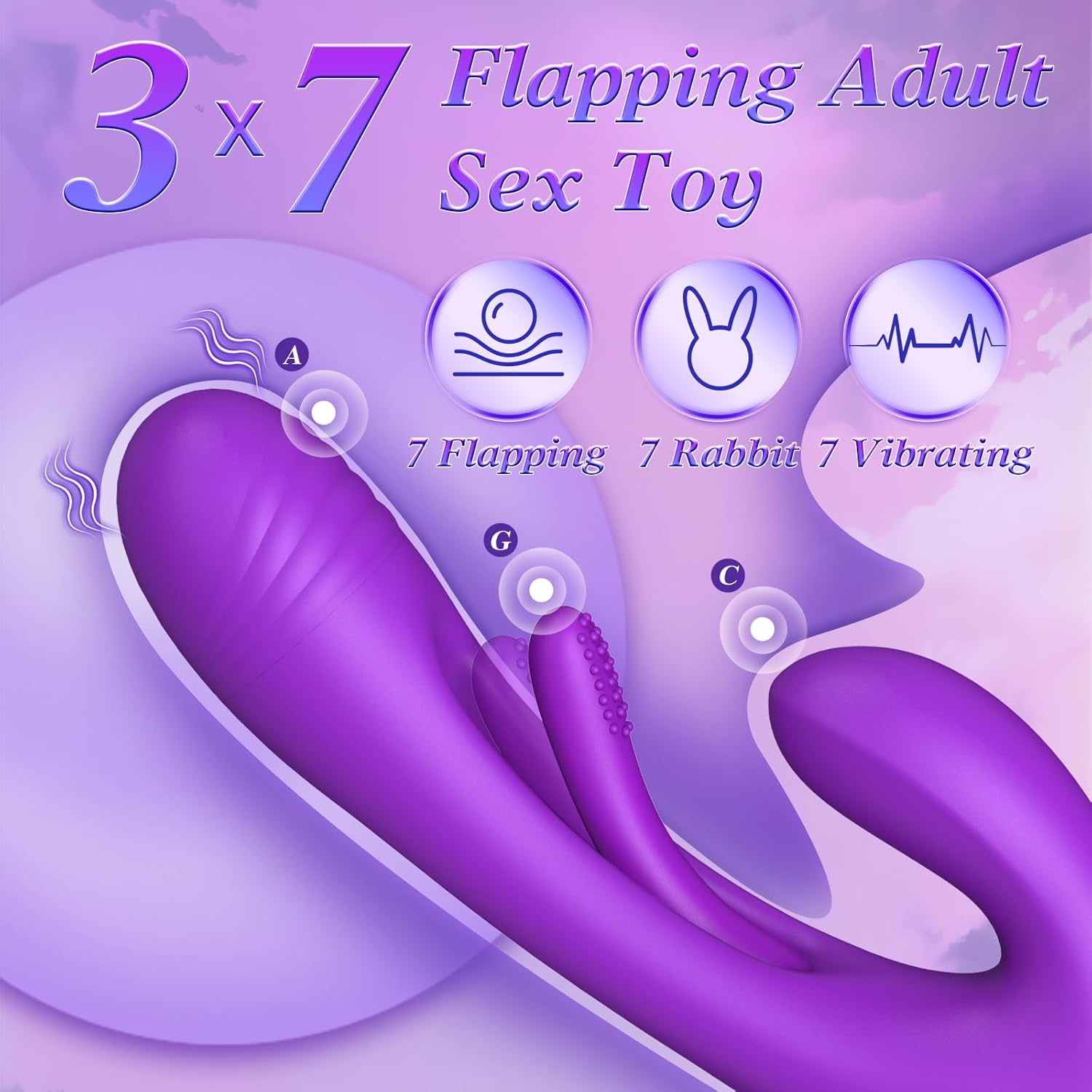 Vibrator Dildo Rabbit Sex Toys -LOVENOTE G Spot Vibrator Massager for Women Clitoral Nipple Stimulation, 3 in 1 Sex Toys with 14 Vibration  7 Tongue Licking Flapping, Adult Sex Toys, Aurieel · v6