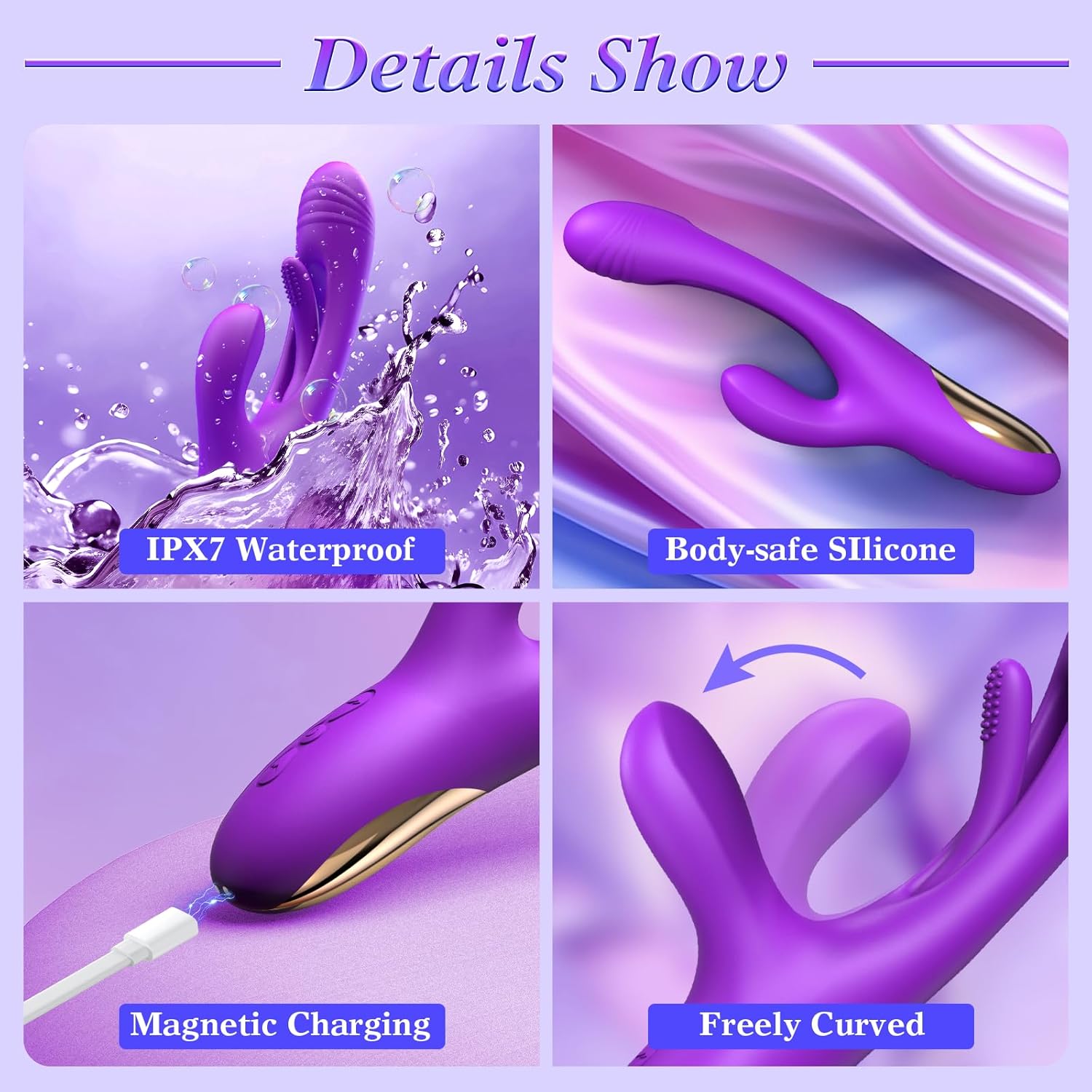 Vibrator Dildo Rabbit Sex Toys -LOVENOTE G Spot Vibrator Massager for Women Clitoral Nipple Stimulation, 3 in 1 Sex Toys with 14 Vibration  7 Tongue Licking Flapping, Adult Sex Toys, Aurieel · v6