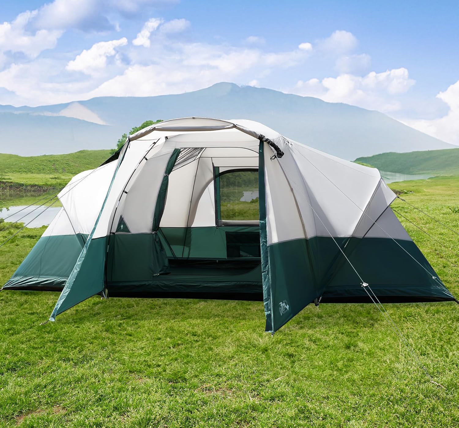Campingzelt für 8/10/11 Personen mit Veranda, Familienzelte zum Campen, Großes Kuppeltunnelzelt inklusive Regenfliege, einfach aufzustellende große Zelte für Outdoor-Camping, reflektierendes winddichtes Seil, großer Vestibül