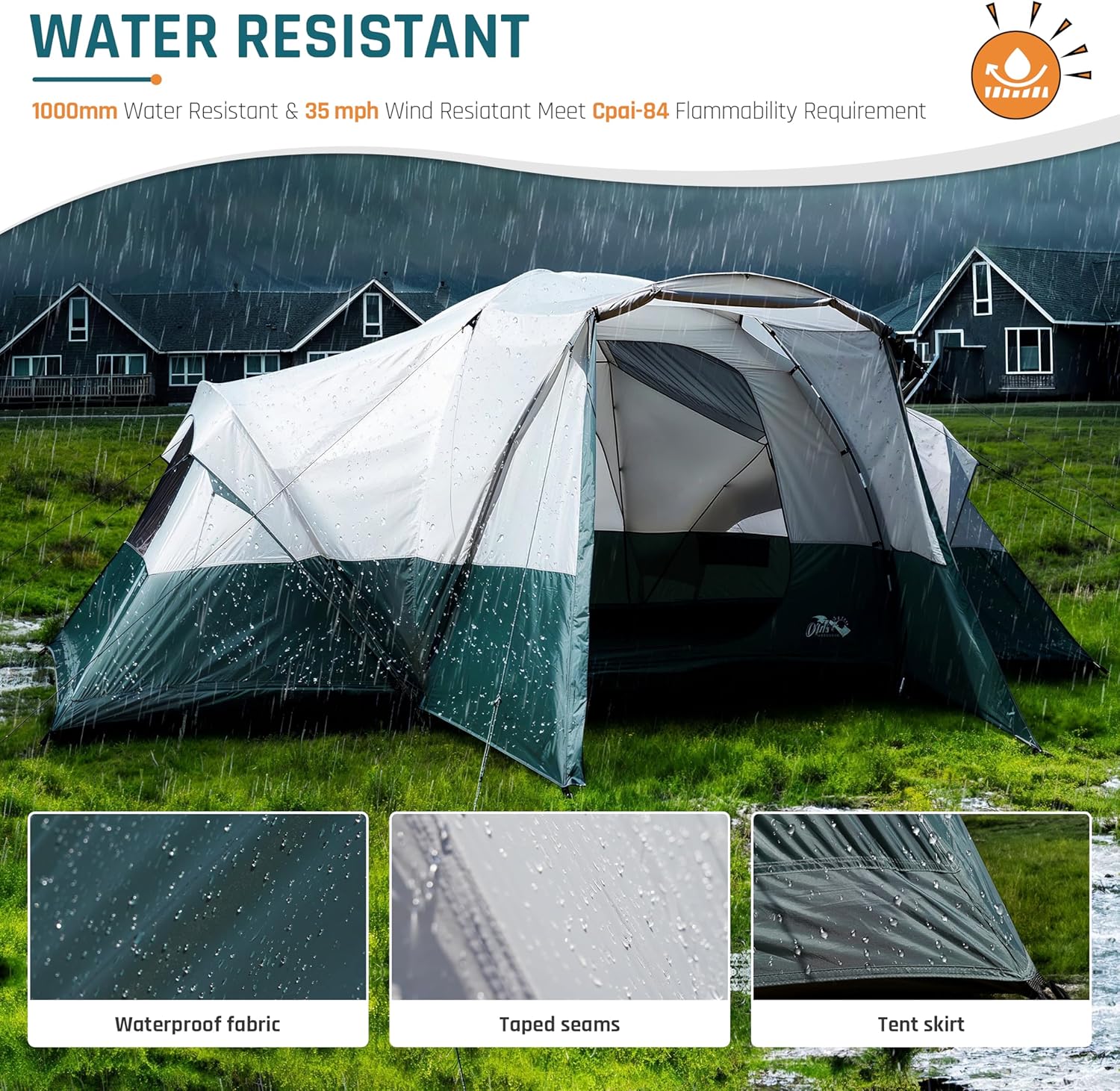 Campingzelt für 8/10/11 Personen mit Veranda, Familienzelte zum Campen, Großes Kuppeltunnelzelt inklusive Regenfliege, einfach aufzustellende große Zelte für Outdoor-Camping, reflektierendes winddichtes Seil, großer Vestibül