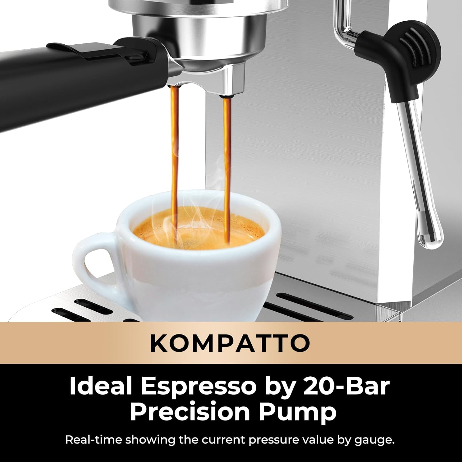 CHULUX Slim Espresso Machine with Milk Frother Steam Wand, 20 Bar Professional Pump Semi Automatic Espresso Coffee Machine for Home Cappuccino Latte Maker · v2