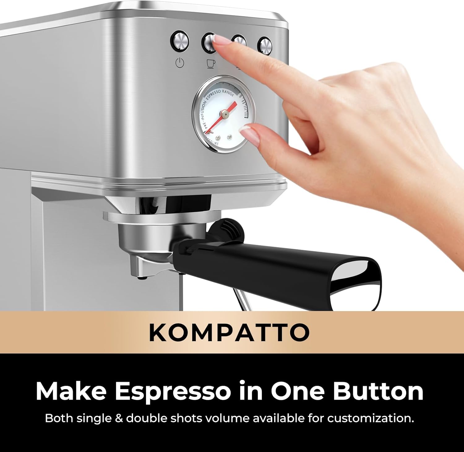 CHULUX Slim Espresso Machine with Milk Frother Steam Wand, 20 Bar Professional Pump Semi Automatic Espresso Coffee Machine for Home Cappuccino Latte Maker · v2