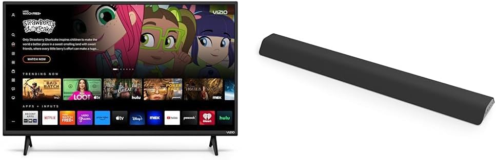 VIZIO 32 inch D-Series HD 720p Smart TV with Apple AirPlay and Chromecast Built-in  M-Series All-in-One 2.1 Immersive Sound Bar with 6 High-Performance Speakers, Dolby Atmos