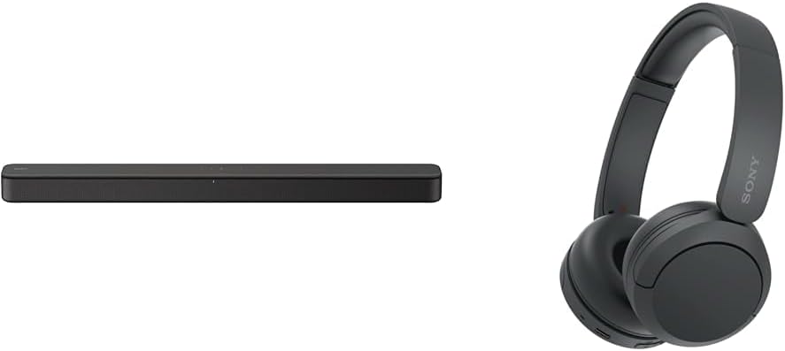 Sony S100F 2.0ch Soundbar with Bass Reflex Speaker, Integrated Tweeter and Bluetooth WH-CH520 Wireless Headphones Bluetooth On-Ear Headset with Microphone, Black