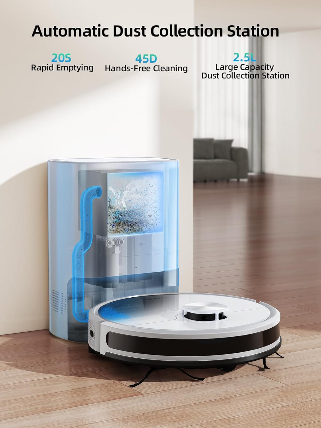 HONITURE Robot Vacuum and Mop Combo,Q6 SE Robot Vacuum Cleaner with Self-Emptying,3500pa Max Suction Laser Navigator Robotic Vacuum with Smart Mapping,180 Mins Run-Time,App Control,Ideal for Pet Hair · v3