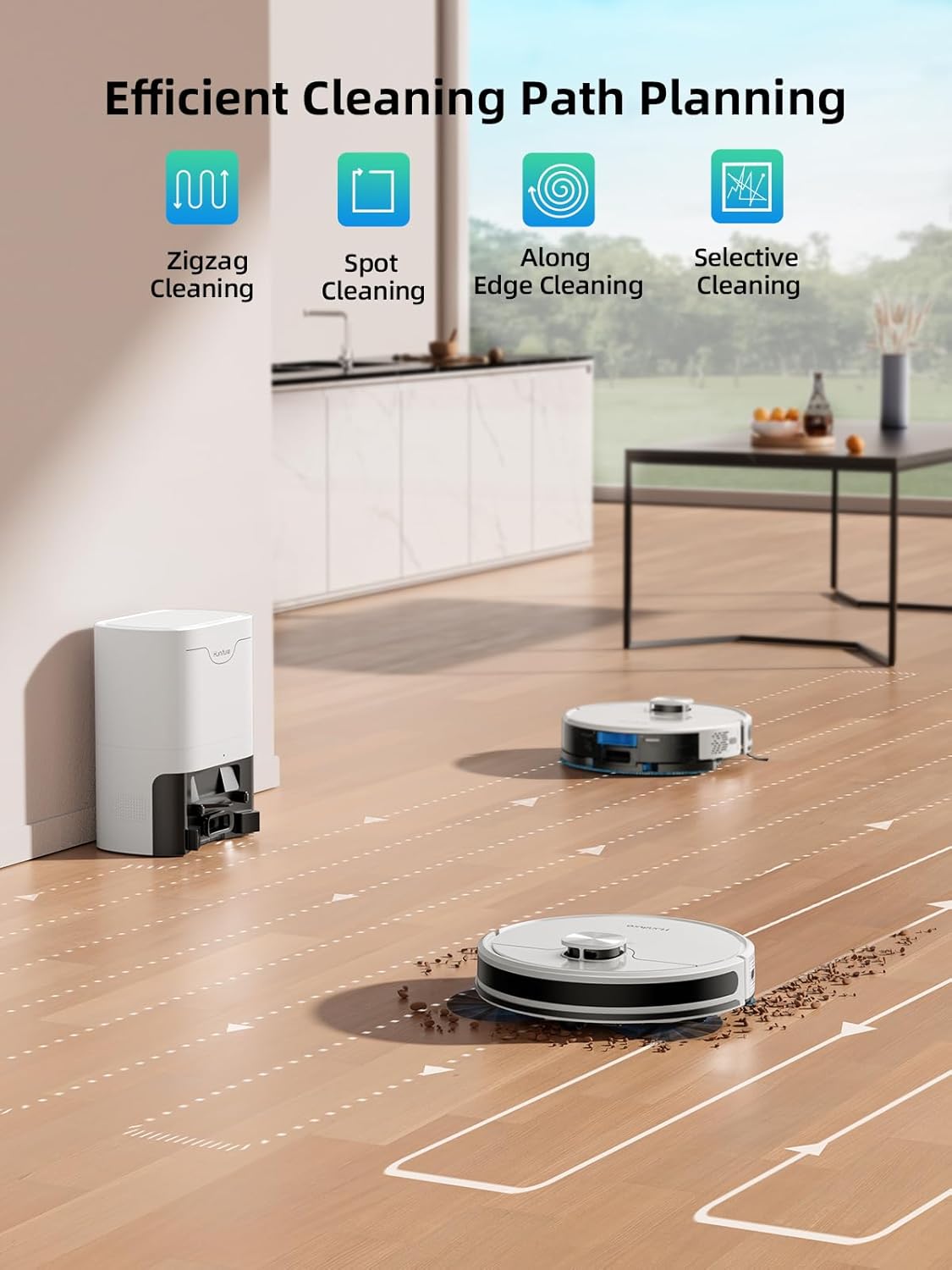 HONITURE Robot Vacuum and Mop Combo,Q6 SE Robot Vacuum Cleaner with Self-Emptying,3500pa Max Suction Laser Navigator Robotic Vacuum with Smart Mapping,180 Mins Run-Time,App Control,Ideal for Pet Hair · v3