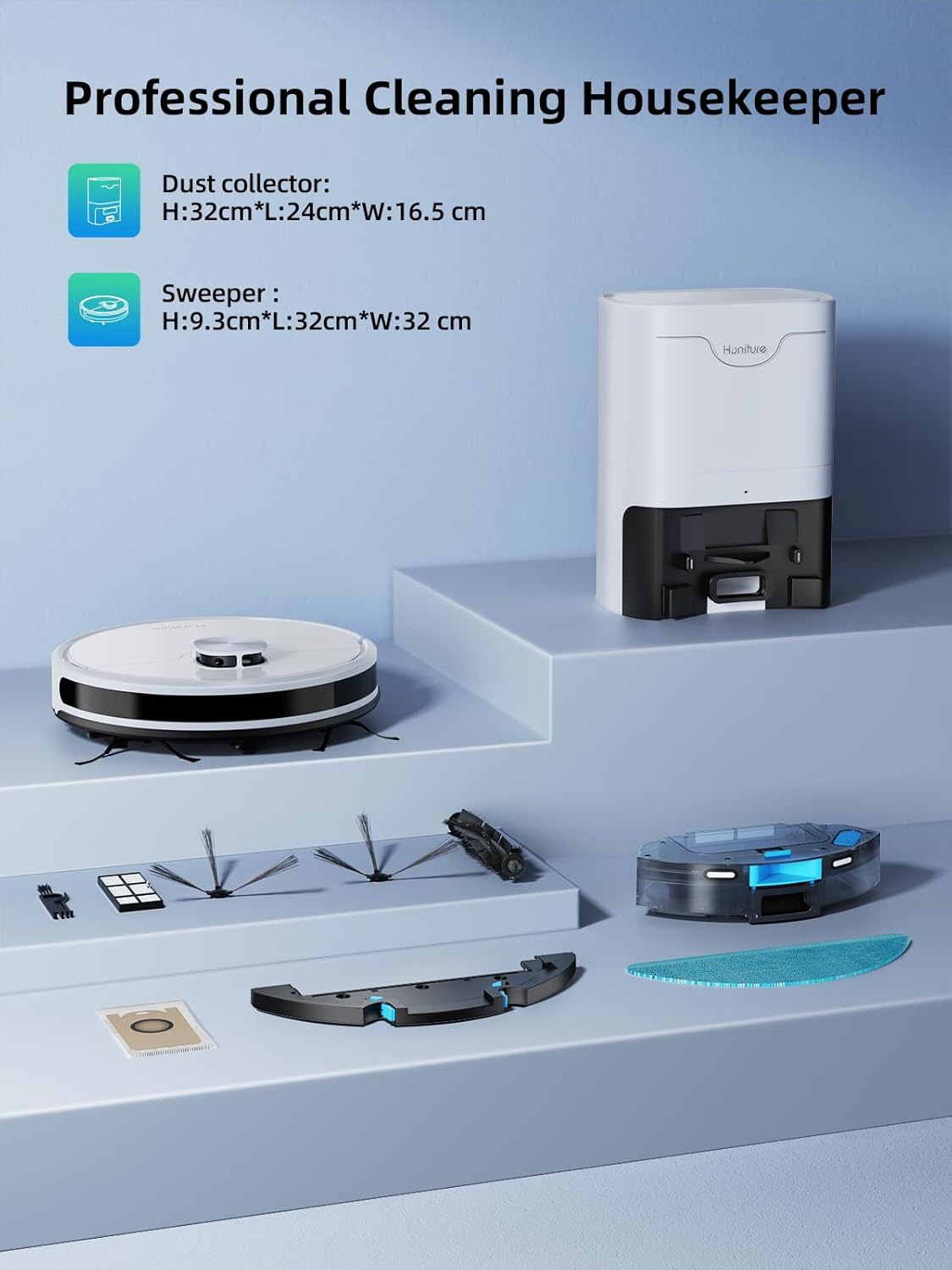 HONITURE Robot Vacuum and Mop Combo,Q6 SE Robot Vacuum Cleaner with Self-Emptying,3500pa Max Suction Laser Navigator Robotic Vacuum with Smart Mapping,180 Mins Run-Time,App Control,Ideal for Pet Hair · v3