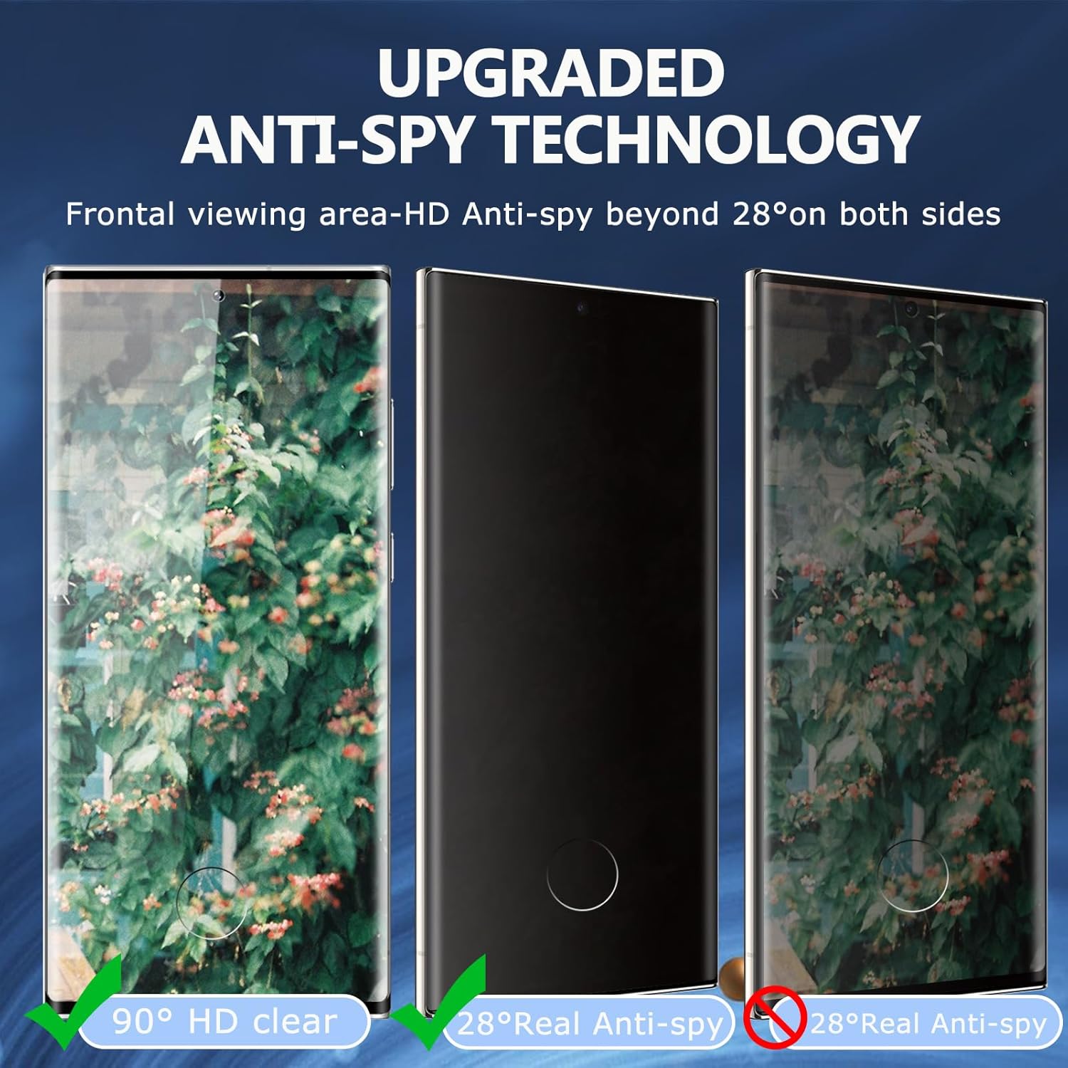 Privacy Screen Protector Samsung Galaxy S23 Ultra, Anti-Spy Tempered Glass, Bubble Free Tempered Glass Film, Anti Scratch, Black Private Tempered Glass, Anti Fingerprint, 2 Pack
