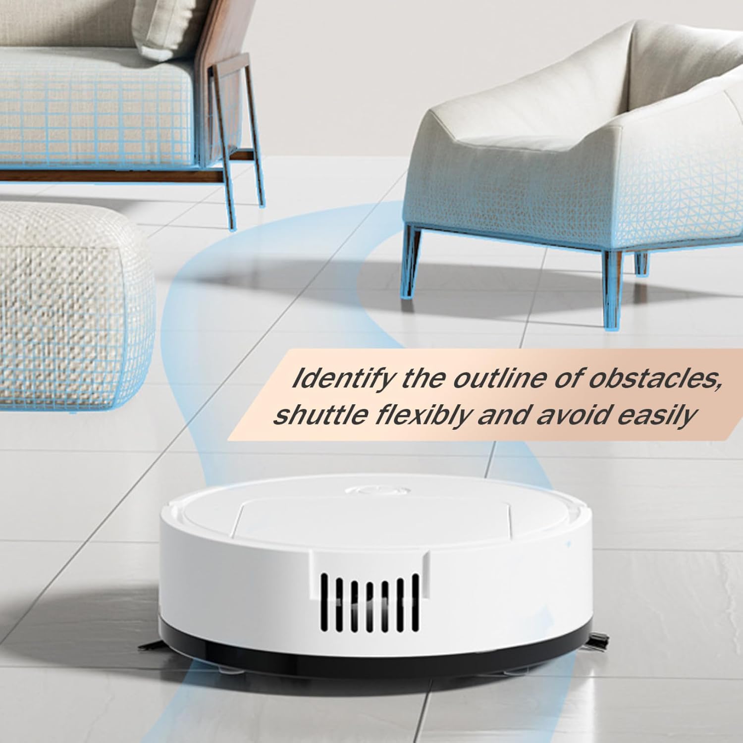 Automatic Robotic Vacuum Cleaner, 3 in 1 Robot Cleaner with Strong Suction, White Household Robot Vacuum Cleaner, Smart Sweeping Mopping Robot, Avoid Obstacles Robot Vacuum Cleaner · v2