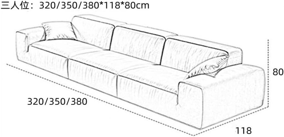 Wood Skeleton Straight Bar Sofa Full Grain Italian Down Living Room Sofa (Color : D, Size : 380 * 118 * 80CM) · v2