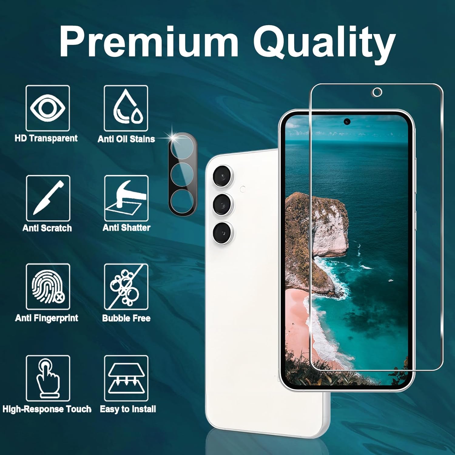 [3 3 Pack] Galaxy S23 FE Screen Protector   Camera Lens Protector, HD Tempered Glass Film, 9H Hardness, Anti Scratch, Easy Installation, Bubble Free, Screen Protector for Samsung Galaxy S23 FE 5G