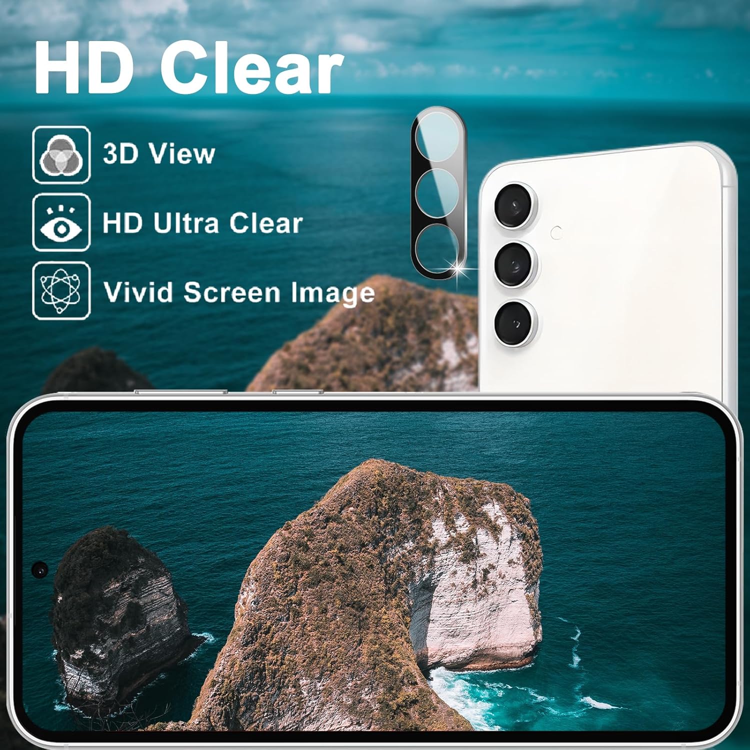 [3 3 Pack] Galaxy S23 FE Screen Protector   Camera Lens Protector, HD Tempered Glass Film, 9H Hardness, Anti Scratch, Easy Installation, Bubble Free, Screen Protector for Samsung Galaxy S23 FE 5G