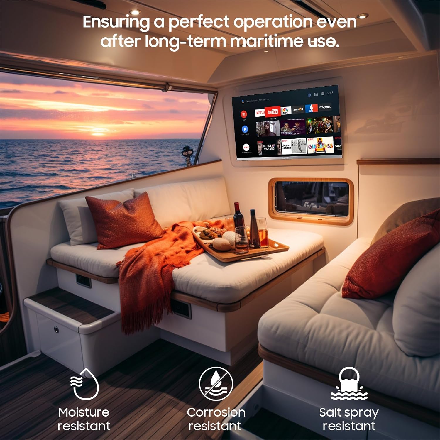 SYLVOX 12 Volt TV, 22 Smart TV with DVD Player Built in, 1080P Android TV with Google Play, ATSC NTSC WiFi Bluetooth HDMI USB, AC/DC Powered, 12V TV for RV Camper Boat Coastal Home (Marine Series) · v6