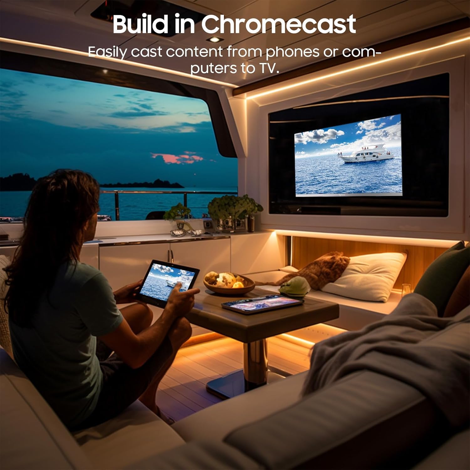 SYLVOX 12 Volt TV, 22 Smart TV with DVD Player Built in, 1080P Android TV with Google Play, ATSC NTSC WiFi Bluetooth HDMI USB, AC/DC Powered, 12V TV for RV Camper Boat Coastal Home (Marine Series) · v6