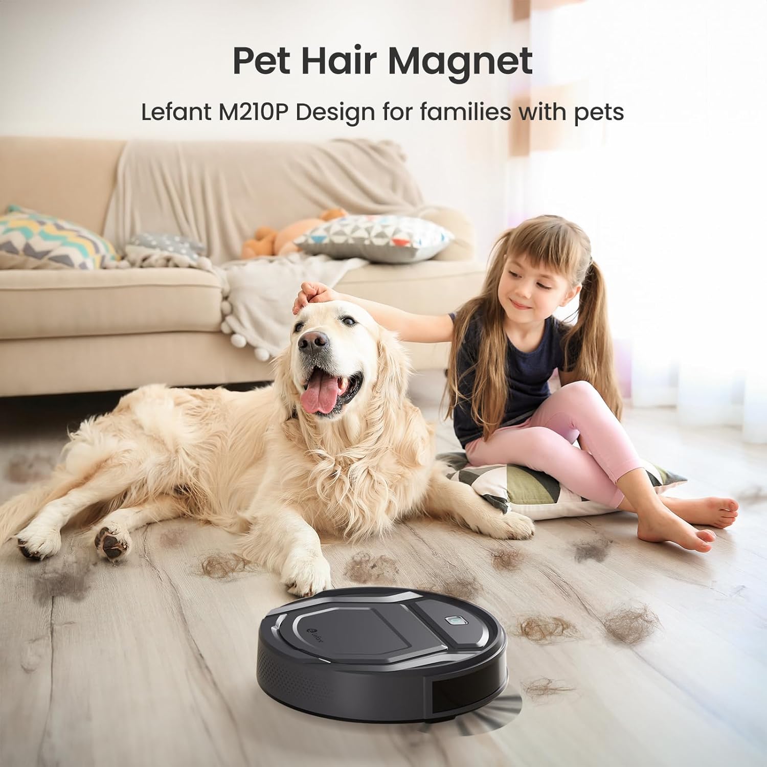 Aspirateur robot Lefant M210Pro, aspiration puissante, 120 minutes de fonctionnement, connecté au Wi-Fi, nettoyage programmé, compatible avec Alexa, aspirateur robotique fin et autochargeur pour la maison, poils d'animaux, sols durs