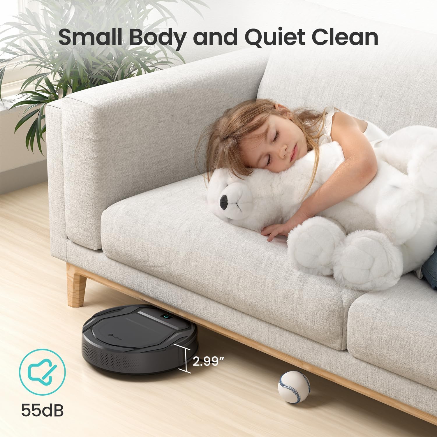 Aspirateur robot Lefant M210Pro, aspiration puissante, 120 minutes de fonctionnement, connecté au Wi-Fi, nettoyage programmé, compatible avec Alexa, aspirateur robotique fin et autochargeur pour la maison, poils d'animaux, sols durs