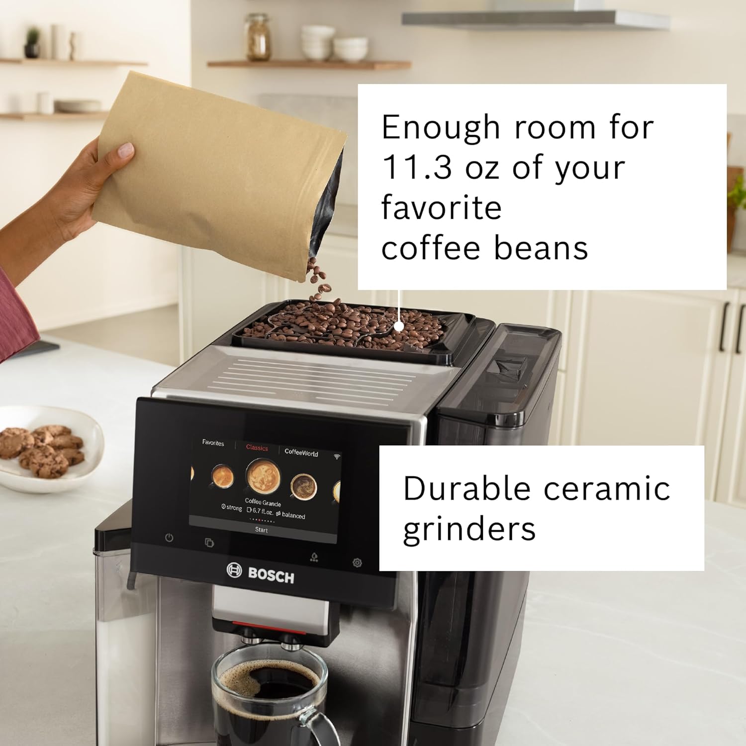 Bosch TQU60307 800 Series VeroCafe Fully Automatic Espresso Machine with Home Connect, 36 Coffee Varieties with Coffee World, Double Cup, Integrated Milk Container, in Silver · v2