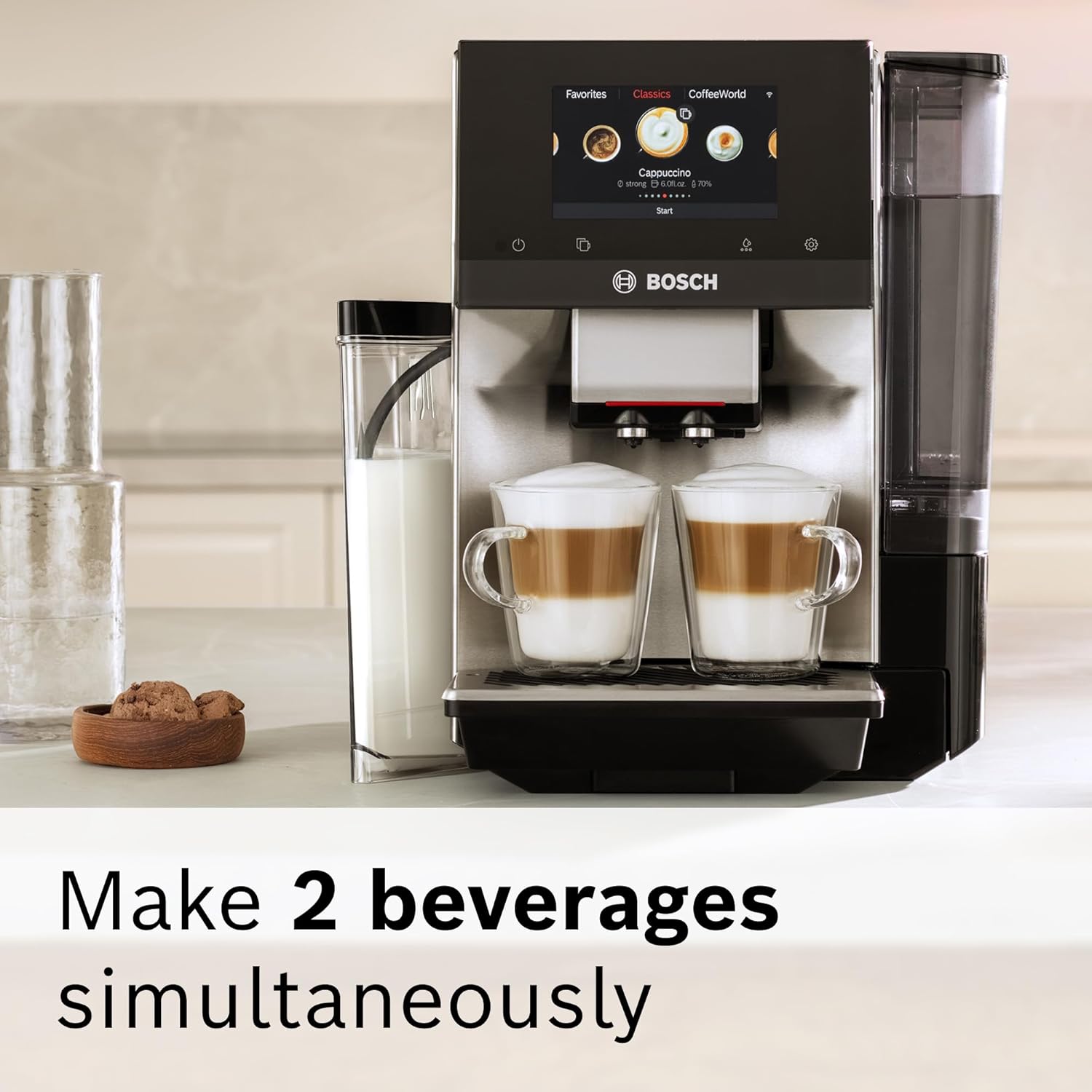 Bosch TQU60307 800 Series VeroCafe Fully Automatic Espresso Machine with Home Connect, 36 Coffee Varieties with Coffee World, Double Cup, Integrated Milk Container, in Silver · v2