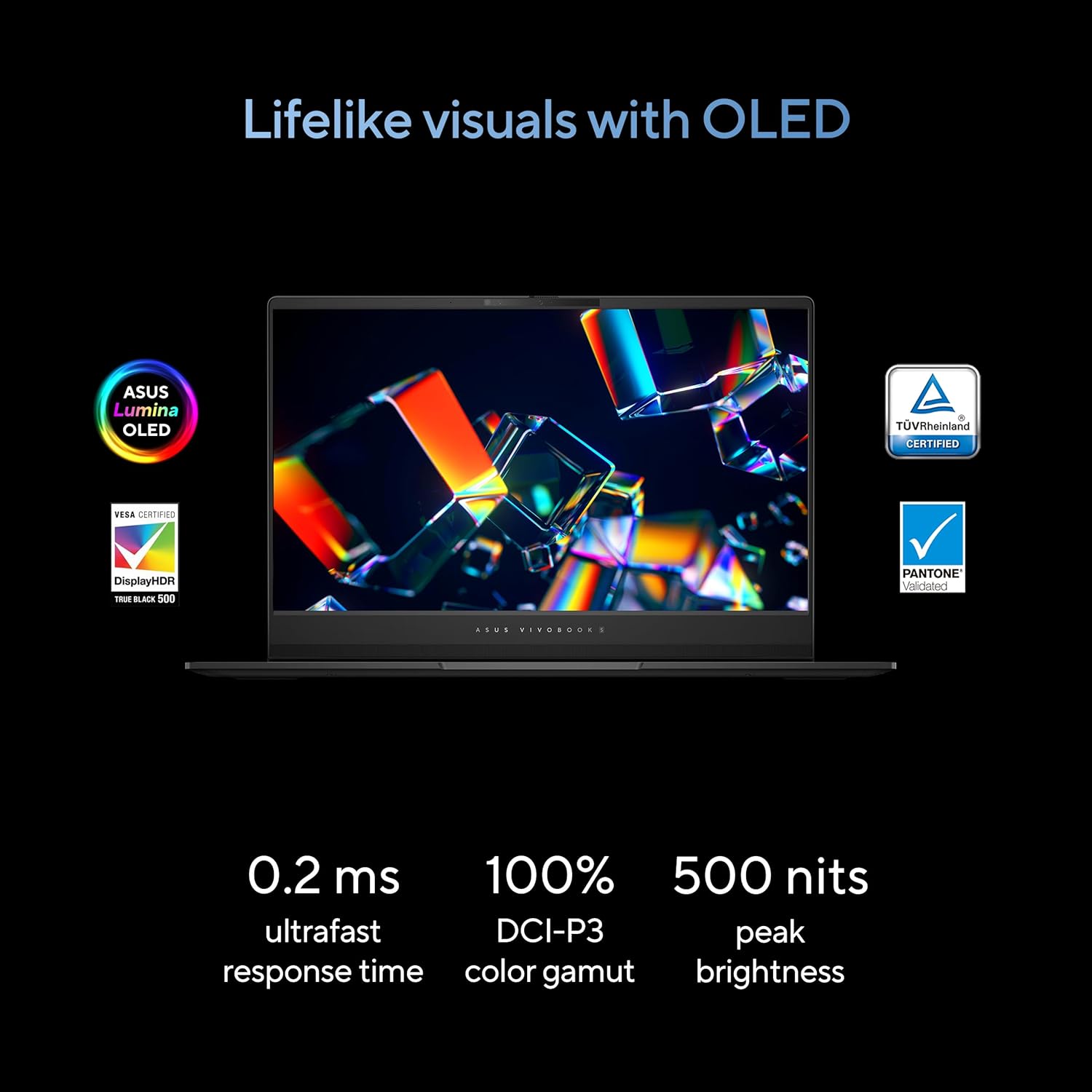 ASUS Vivobook S 14 OLED Laptop, Intel Core Ultra 9 185H, 16GB, 1TB SSD, Neutral Black, S5406MA-AS96, Intel Evo Edition · v3