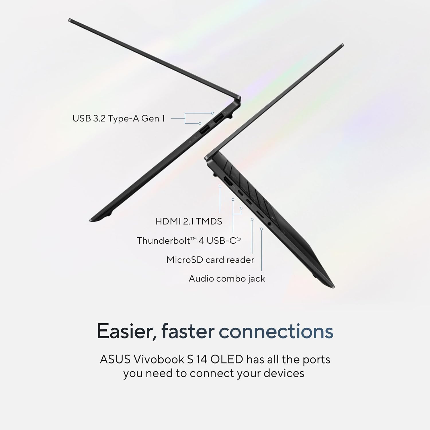 ASUS Vivobook S 14 OLED Laptop, Intel Core Ultra 9 185H, 16GB, 1TB SSD, Neutral Black, S5406MA-AS96, Intel Evo Edition · v3
