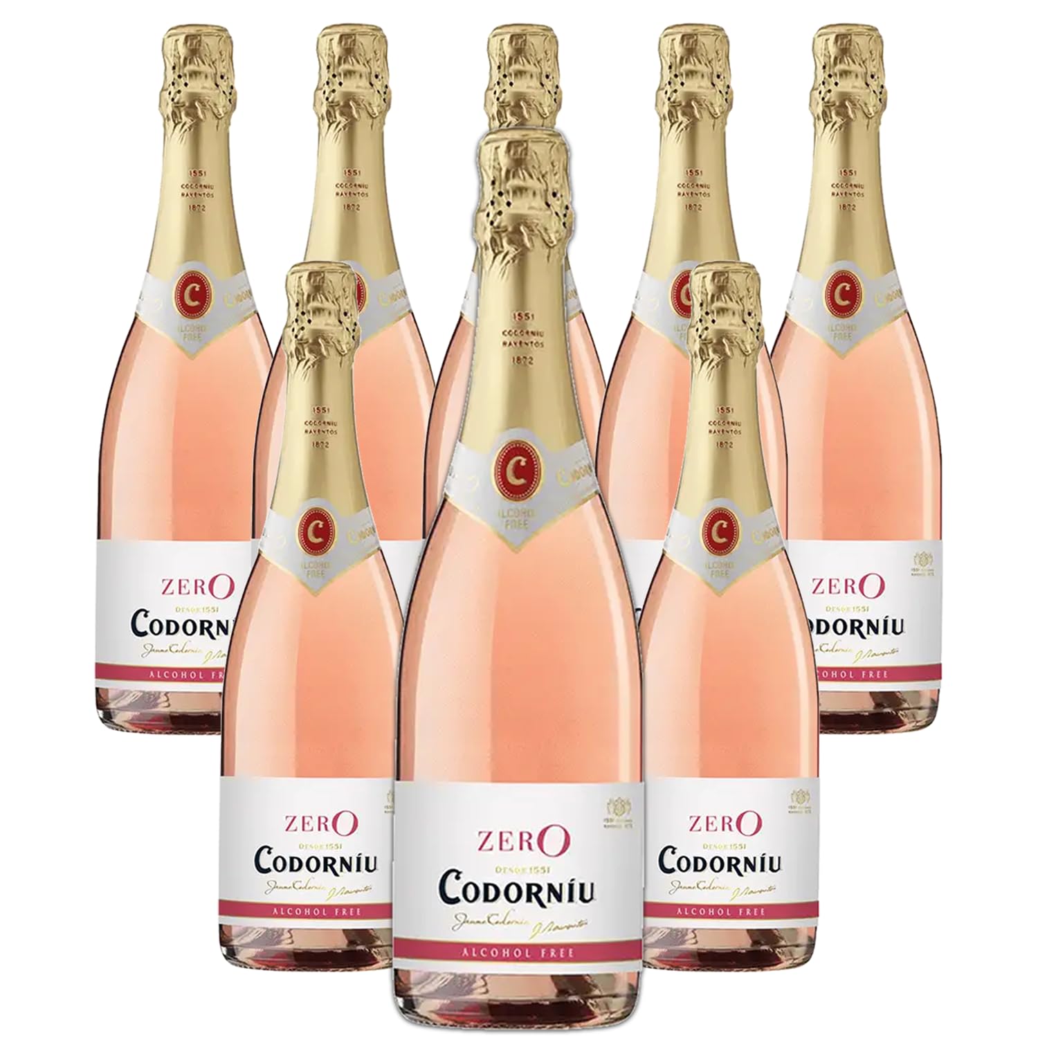 Champagne frizzante analcolico Codorníu Zero Rosé Premium Dealcolizzato 750 ml | CONFEZIONE DA 8