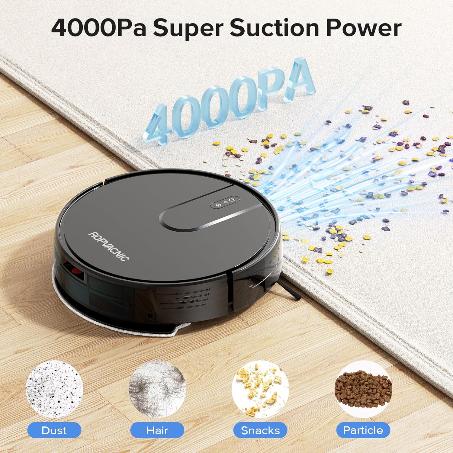 Robot Vacuum Cleaner Robot Vacuum and Mop Combo with 4000Pa Suction, Personalized Cleaning Adjustments, Self-Charging Robotic Vacuum Cleaner, Advanced Obstacle Avoidance · v5