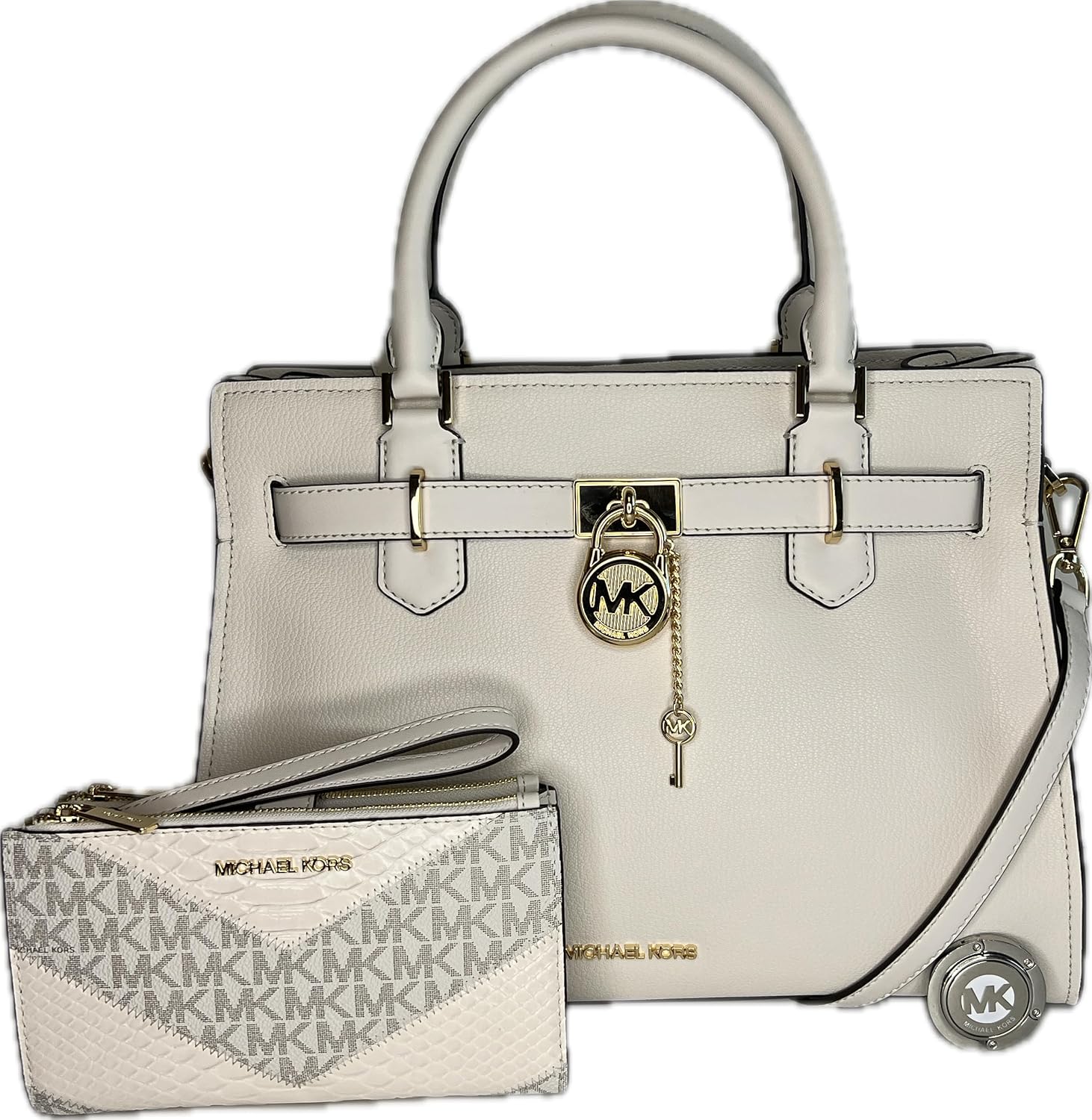 MICHAEL Michael Kors Hamilton MD Satchel bundled with Trifold Wallet and Purse Hook
