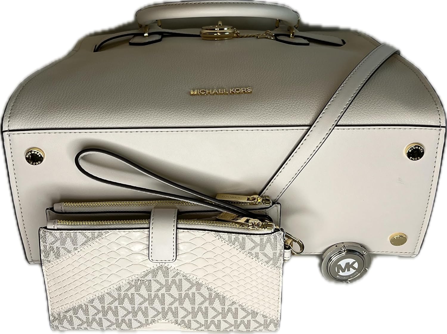 MICHAEL Michael Kors Hamilton MD Satchel bundled with Trifold Wallet and Purse Hook · v3