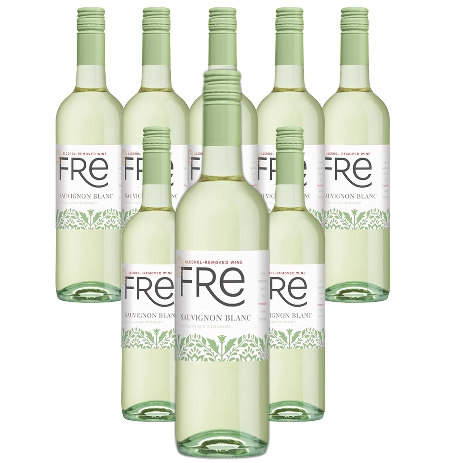 Sutter Home Free Sauvignon Blanc alkoholfreier Wein, Erlebnispaket mit Handygriff, Rezepte für saisonale Weinpaare, 750 ML, 8ER-PACK