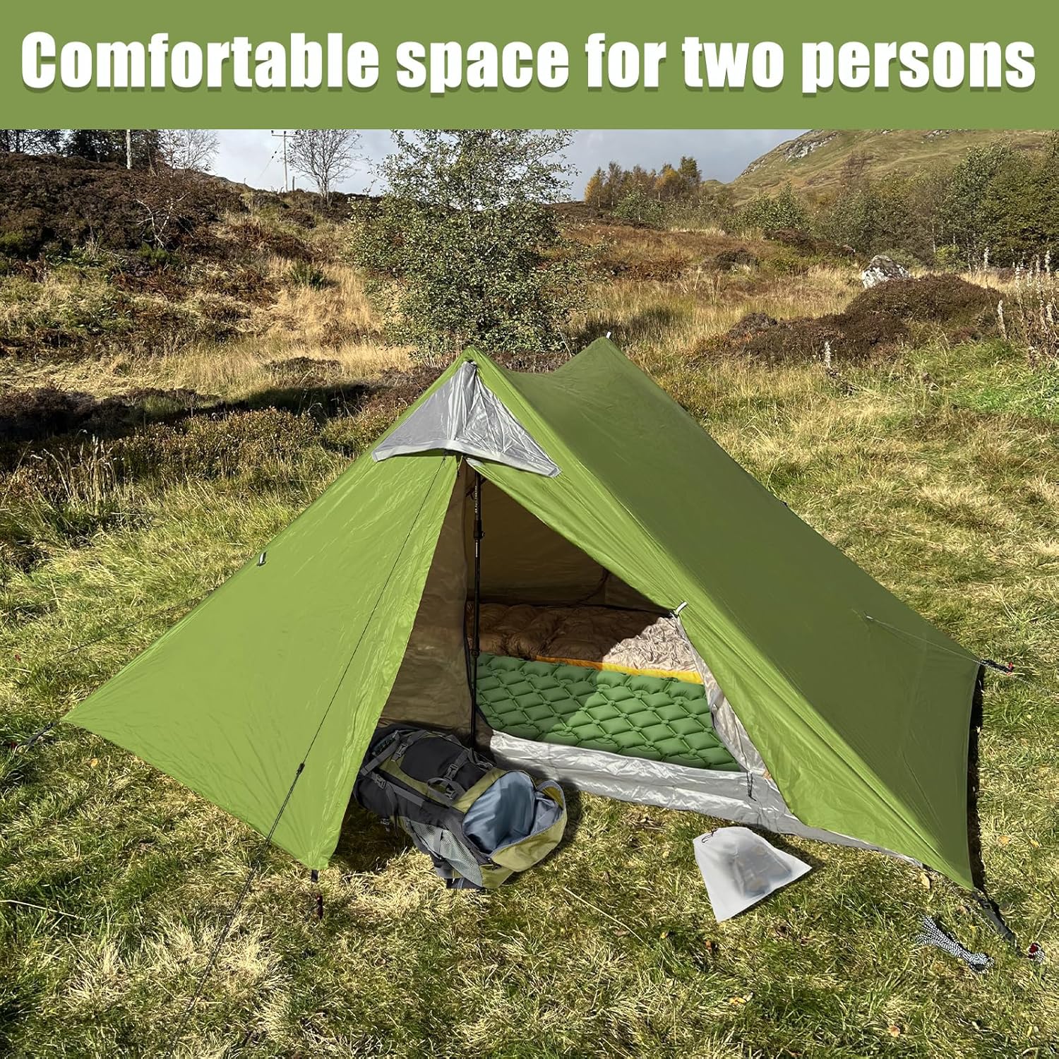 Night Cat Ultralight Tent 1 Person for Professional Backpacker Hiker 2 LBS Only Lanshan Backpacking Bivvy Ground Tent Heavy Rain Waterproof Trekking Pole Not Included · v2