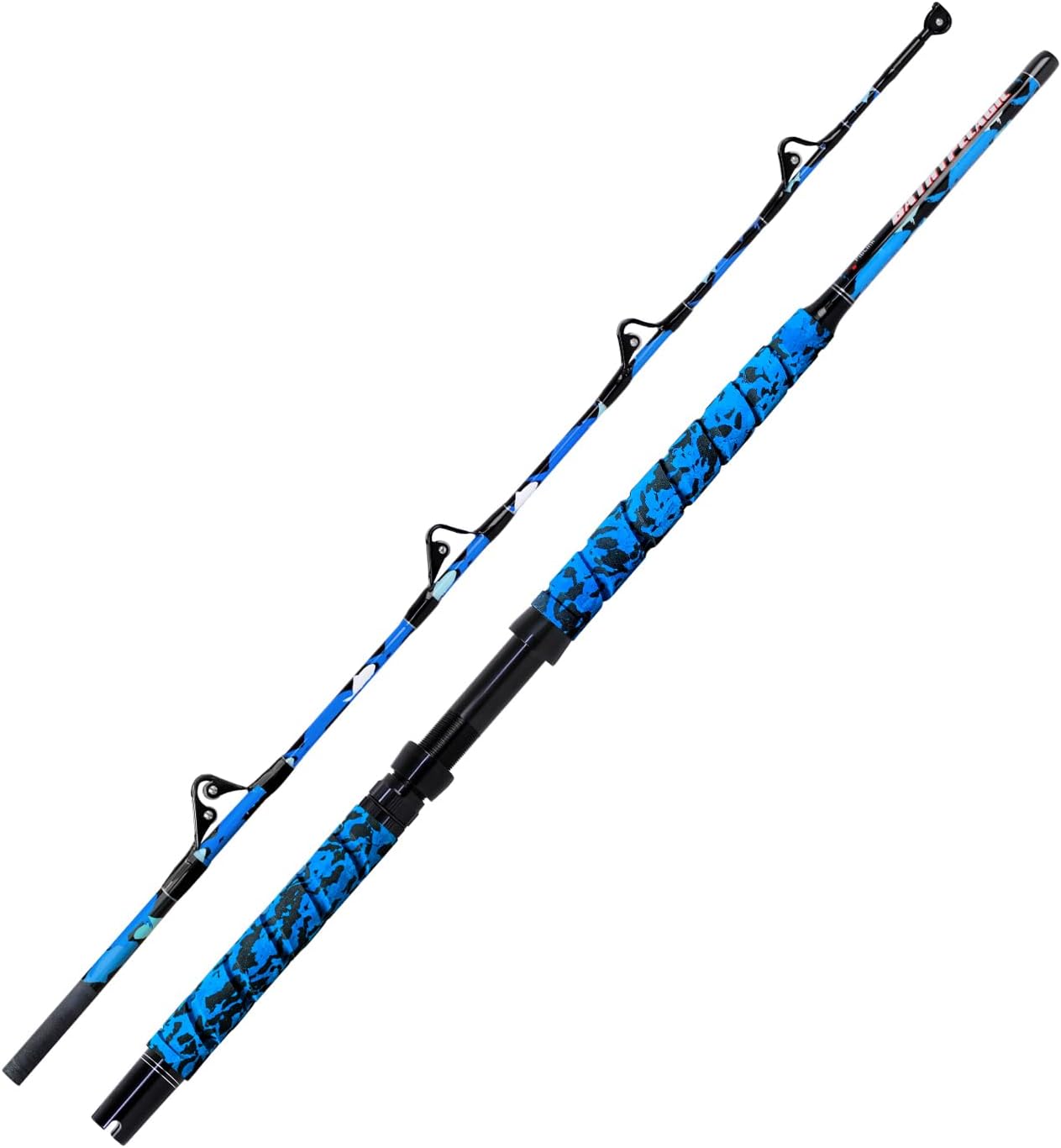 Fiblink Saltwater Fishing Rod 1Piece/2Piece Offshore Trolling Rod Big Game Deep Sea Rod Conventional Boat Blue Camouflage Fishing Pole(56/6'/7') · v3