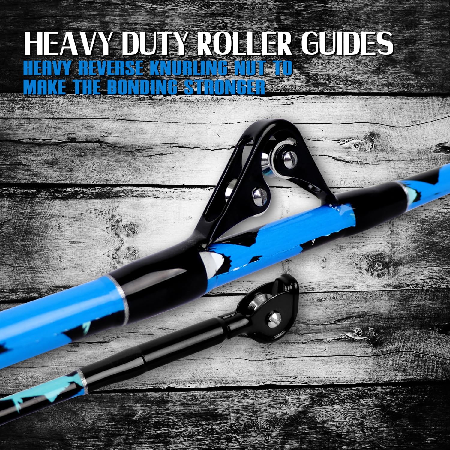 Fiblink Saltwater Fishing Rod 1Piece/2Piece Offshore Trolling Rod Big Game Deep Sea Rod Conventional Boat Blue Camouflage Fishing Pole(56/6'/7') · v3