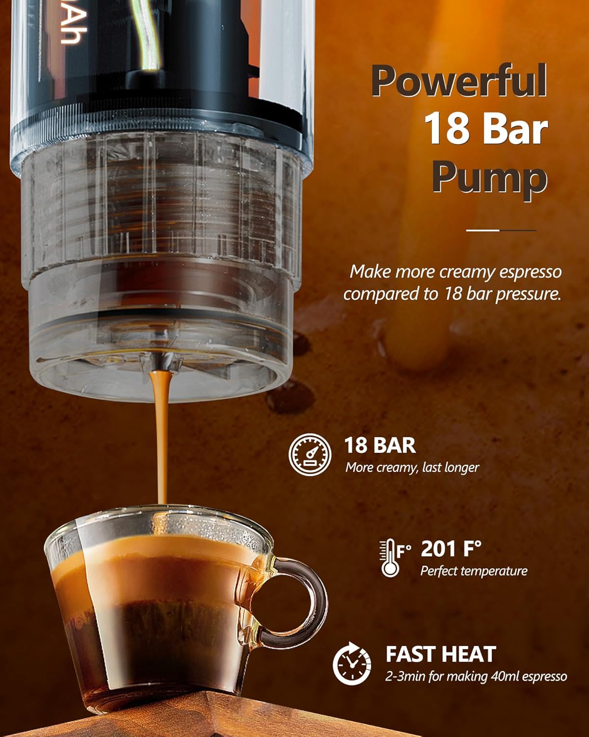 Tragbare Espressomaschine von CONQUECO: Elektrischer kleiner Reise-Espressokocher, 12 V, selbsterwärzend, 8 Tassen, batteriebetrieben, kompatibel mit Nespresso-Kapseln — für Camping, Wohnmobil, Wandern, Büro (mit Handtasche)