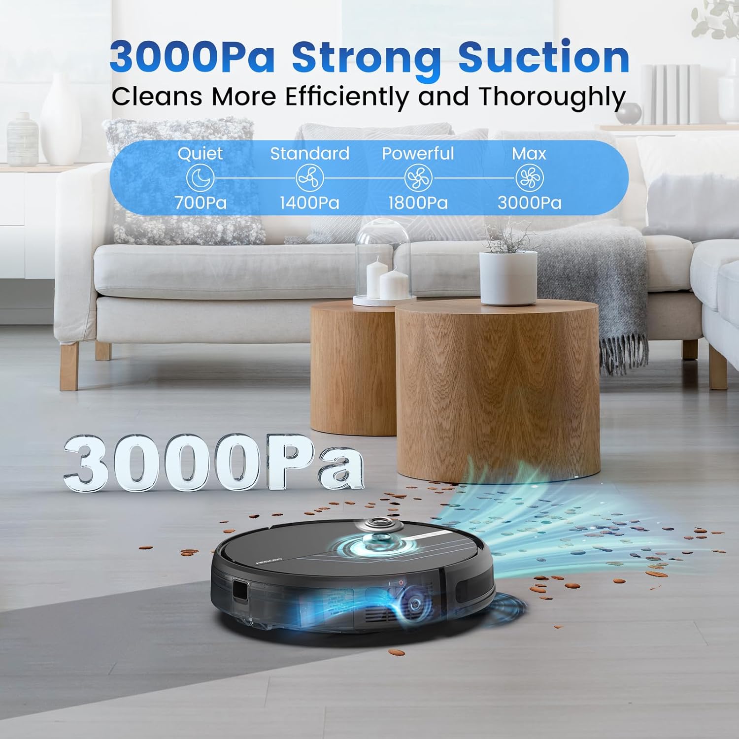 AIRROBO Robot Vacuum and Mop, 3000Pa Strong Suction Power Vacuum Mop Robot, Wi-Fi/App/Alexa, Self-Charging Robotic Vacuum for Hard Floor, Pet Hair and Low-Piled Carpet, Slim Design, Quiet，P30 · v2