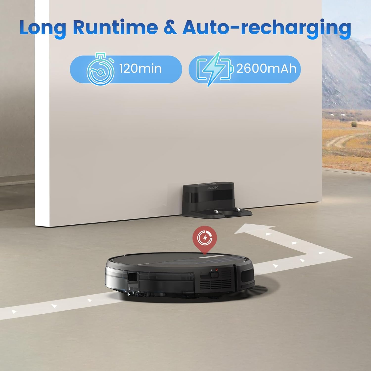 AIRROBO Robot Vacuum and Mop, 3000Pa Strong Suction Power Vacuum Mop Robot, Wi-Fi/App/Alexa, Self-Charging Robotic Vacuum for Hard Floor, Pet Hair and Low-Piled Carpet, Slim Design, Quiet，P30 · v2