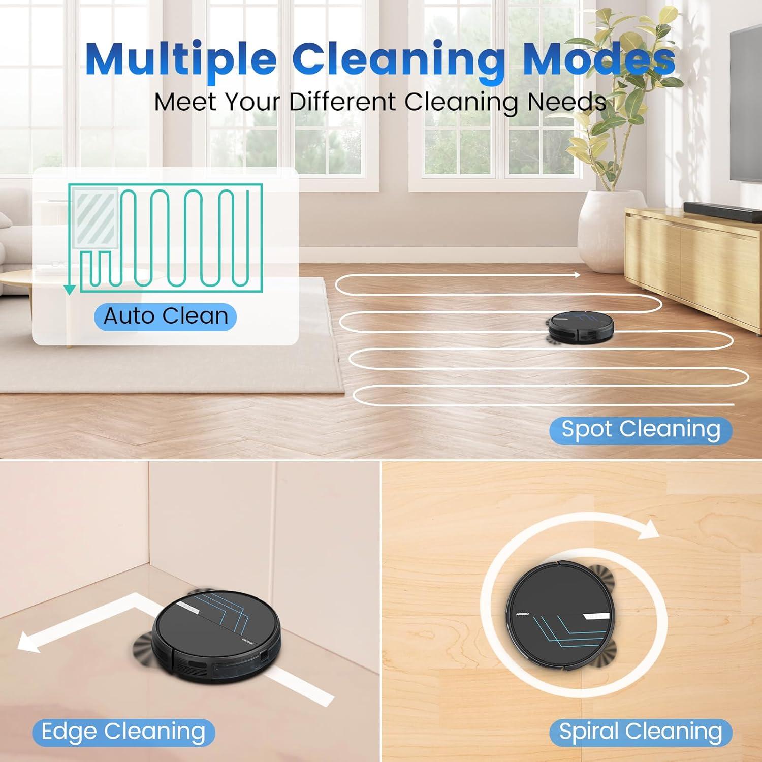 AIRROBO Robot Vacuum and Mop, 3000Pa Strong Suction Power Vacuum Mop Robot, Wi-Fi/App/Alexa, Self-Charging Robotic Vacuum for Hard Floor, Pet Hair and Low-Piled Carpet, Slim Design, Quiet，P30 · v2
