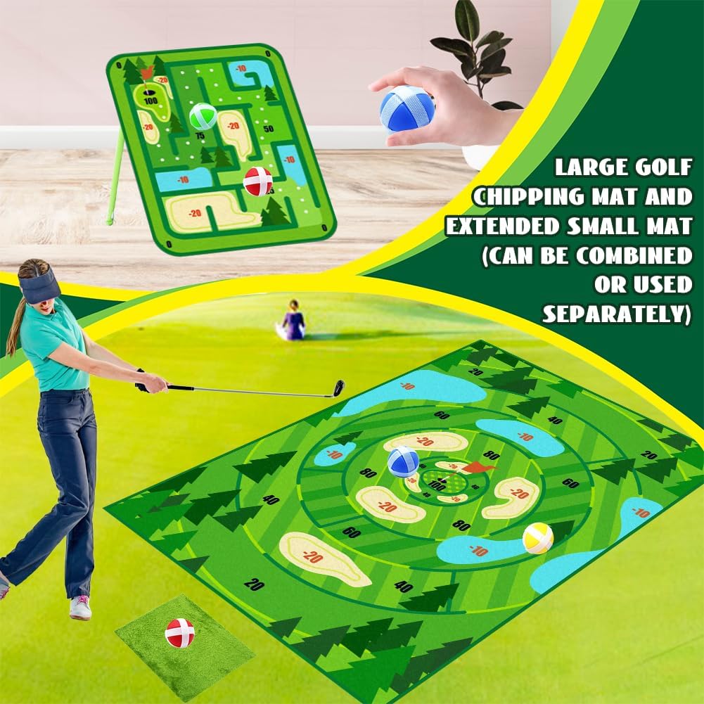 2-in-1 Golf Chipping Game Mat,6.5x5 FT Golf Practice Mat Training Mat Outdoor Indoor Games for Adults Kids Family Backyard Games Party,Outdoor Play Chip Golf Mat Toss Game Toys Gifts (No Club) · v3