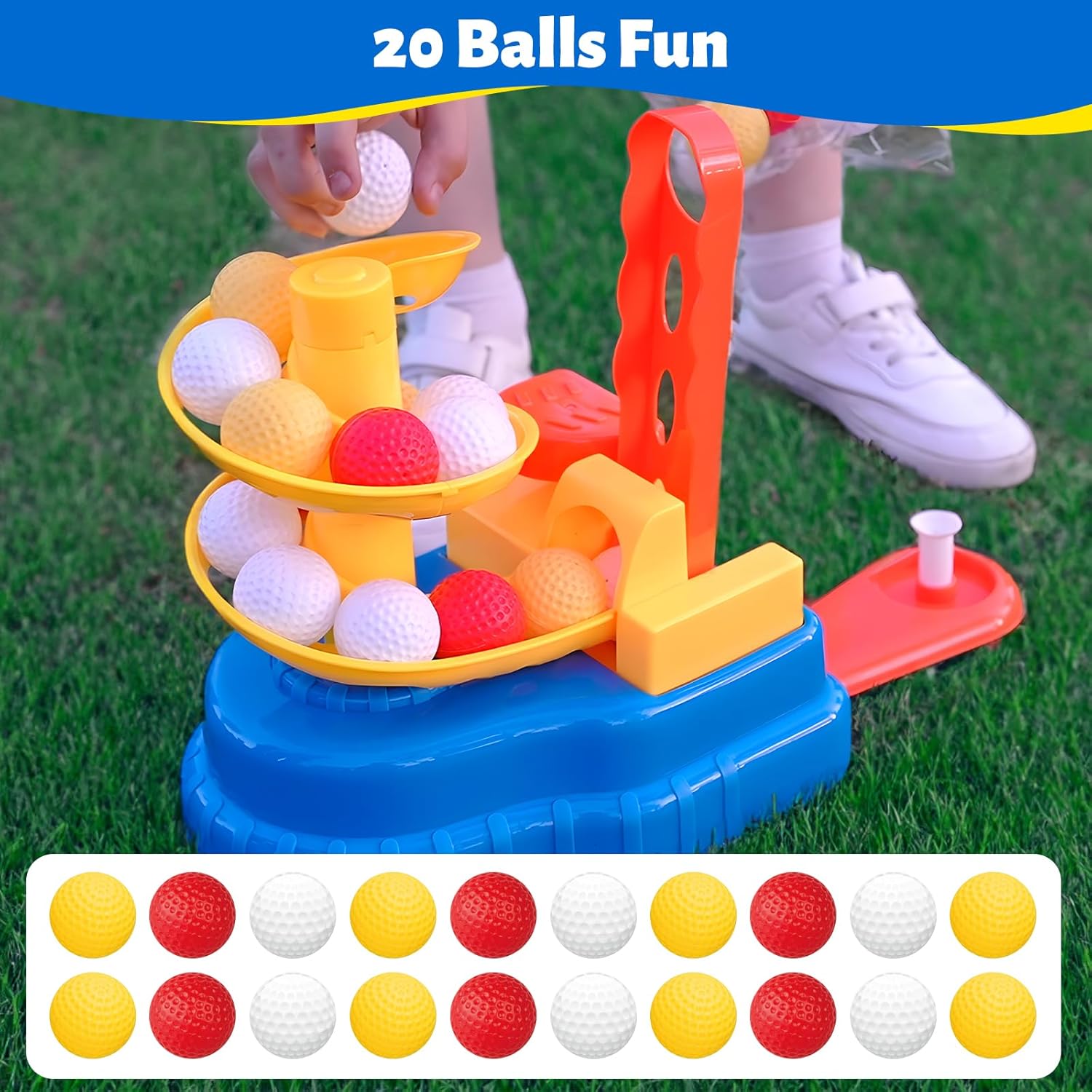 Liberry Kids Golf Club Set with 20 Balls, Retractable Clubs  Launcher, Toddler Indoor Outdoor Sports Toys for 3 4 5 Years Old, Fun Exercise Game, Birthday Gift for Boys Girls · v2