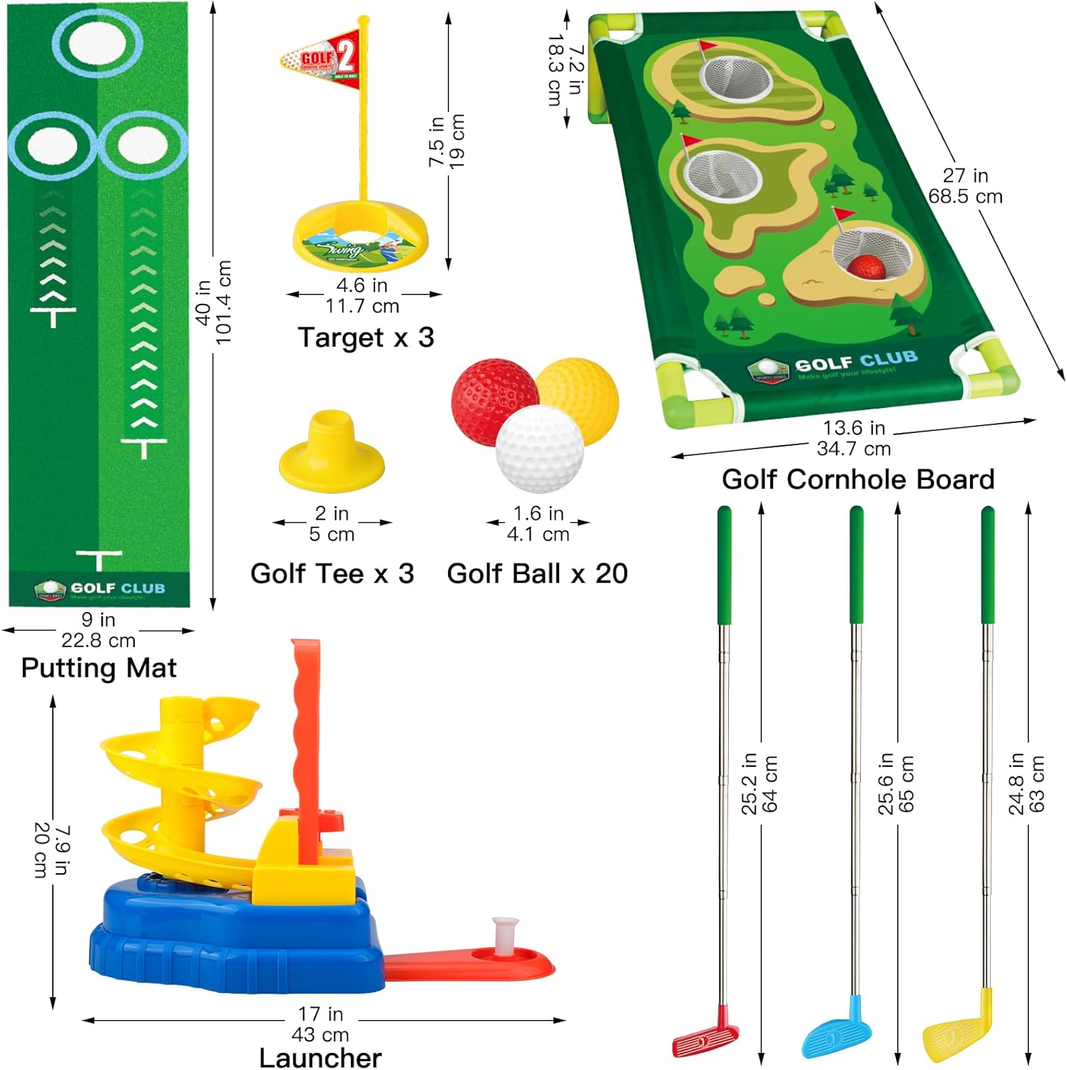 Liberry Kids Golf Club Set with 20 Balls, Retractable Clubs  Launcher, Toddler Indoor Outdoor Sports Toys for 3 4 5 Years Old, Fun Exercise Game, Birthday Gift for Boys Girls · v2