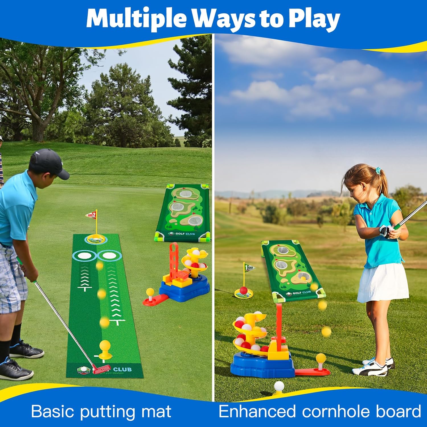 Liberry Kids Golf Club Set with 20 Balls, Retractable Clubs  Launcher, Toddler Indoor Outdoor Sports Toys for 3 4 5 Years Old, Fun Exercise Game, Birthday Gift for Boys Girls · v2